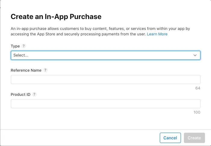 Create In App Purchase