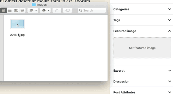 drag and drop featured image