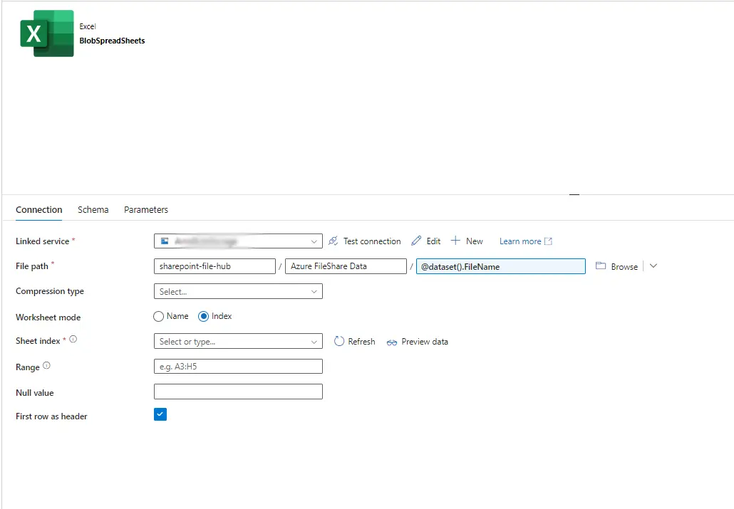 Excel Data Set Connection