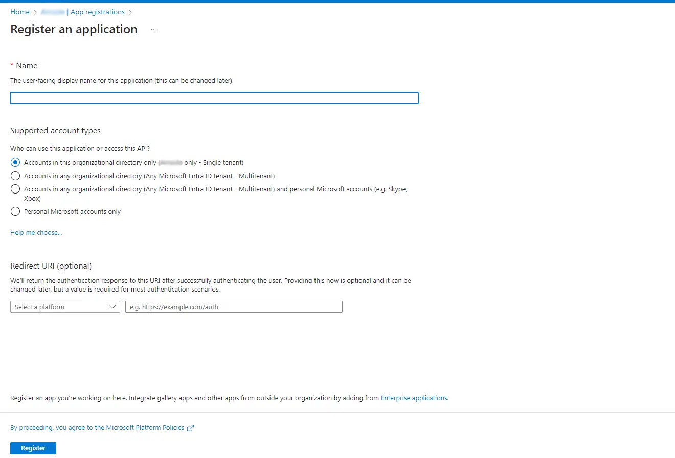 New App Registration