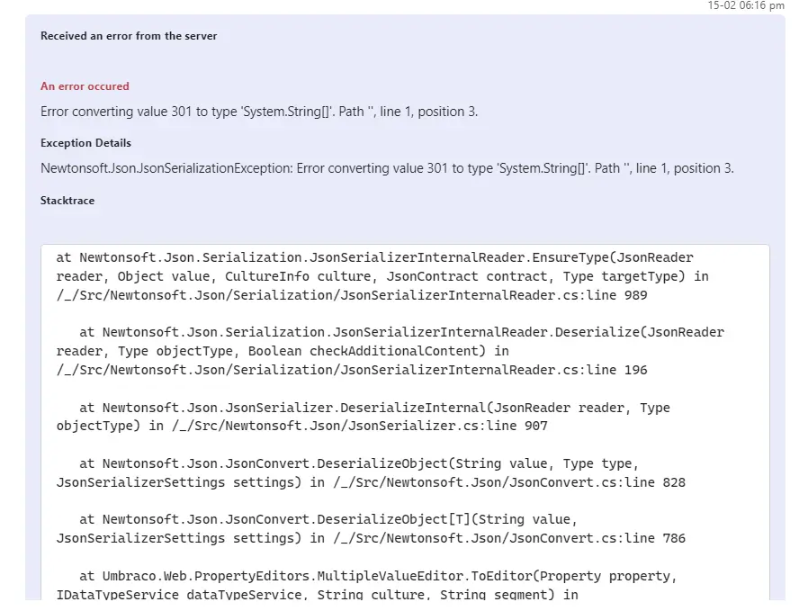 Back office Error