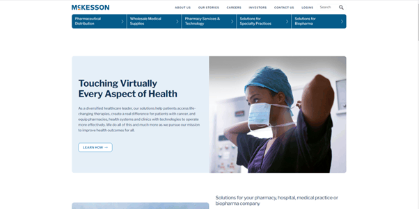 mckesson corporation website screen shot