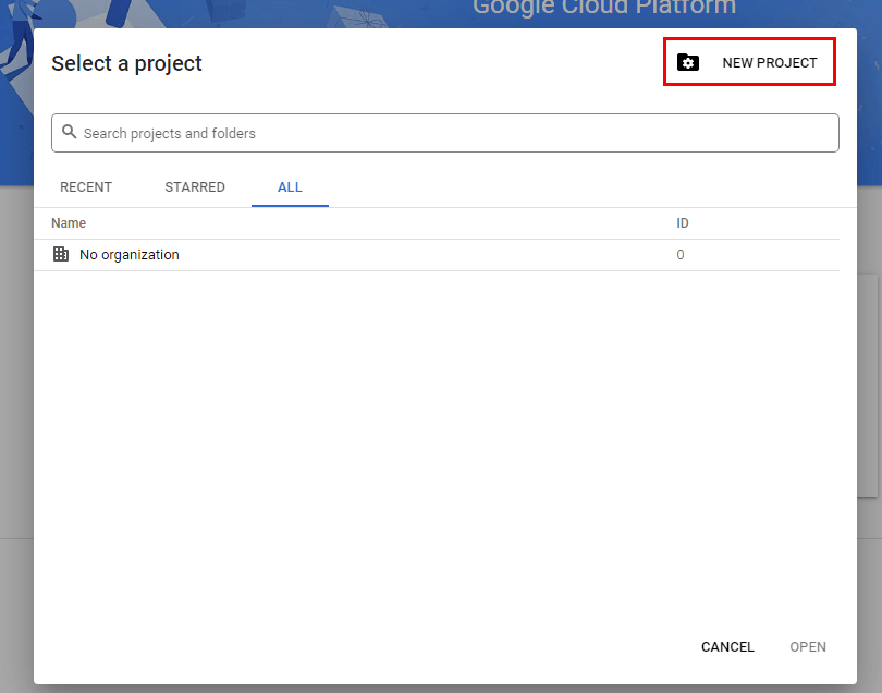 click on new project