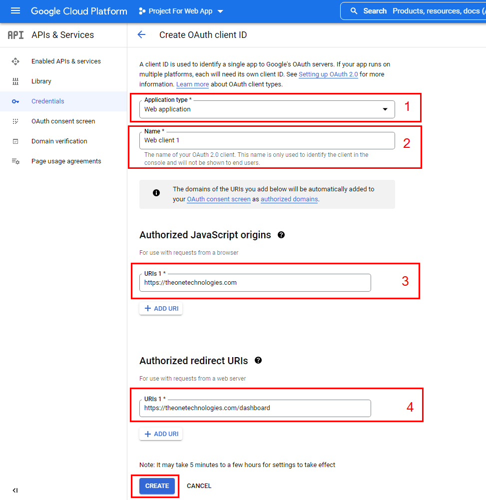 create oauth client id