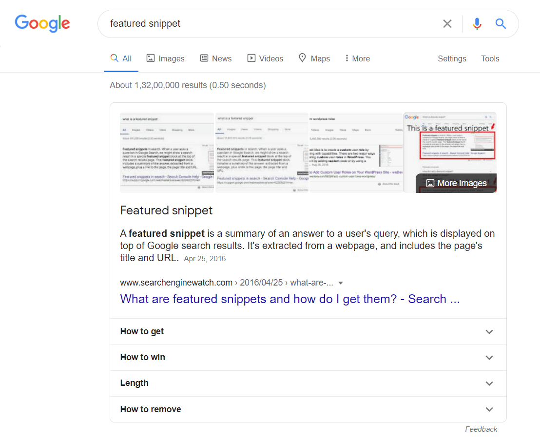 SEO featured snippets tool