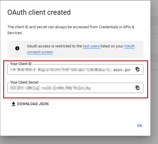 Google client id and client secret key
