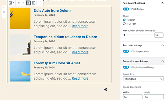 improved latest posts block in WordPress 5.4