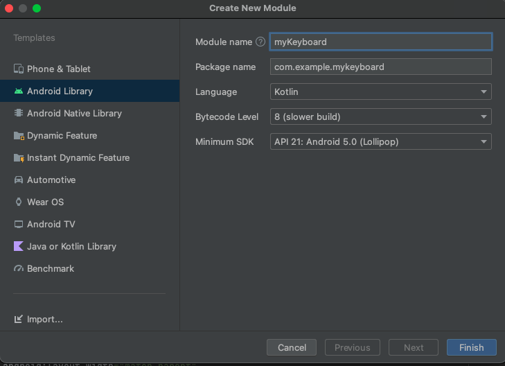 library module menu