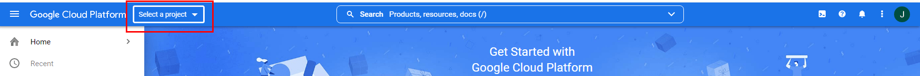 select a project from header