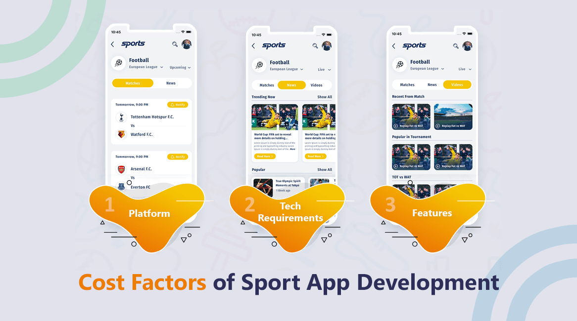 sports app development cost factors