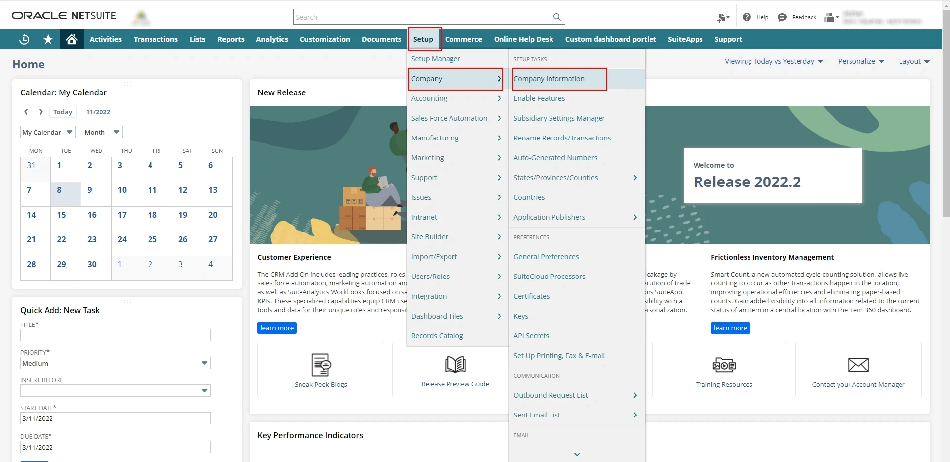 netsuite company setup