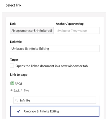 umbraco 8 infinite editing