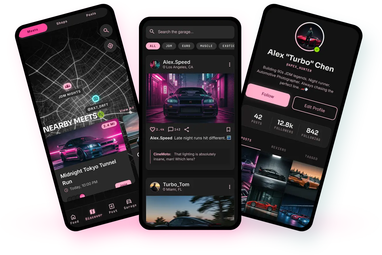 automotive social photo review mobile app development