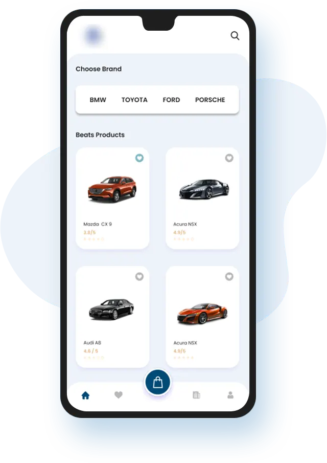 cars mobile app UI