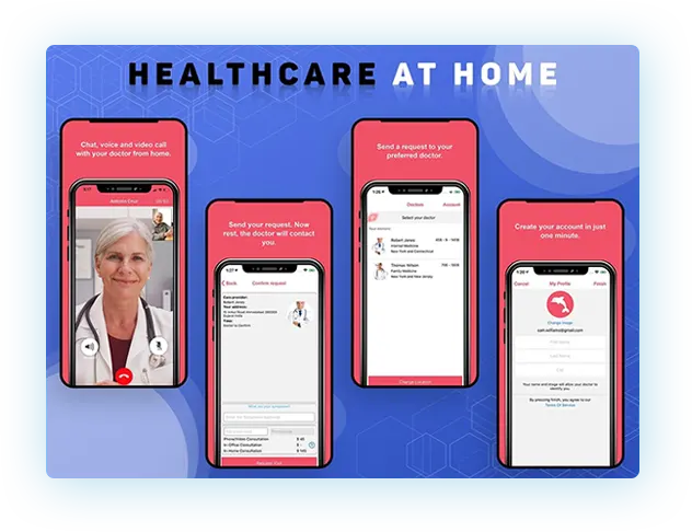 different layout of healthcare mobile app