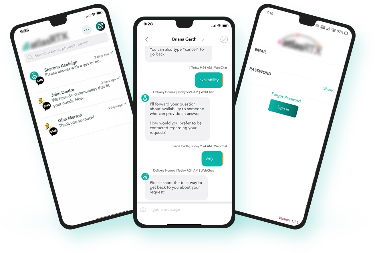 different view of chatbot mobile app