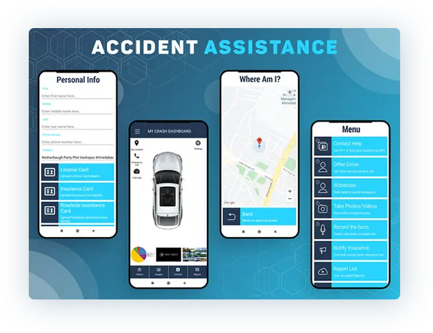 features of accident assistance in mobile app
