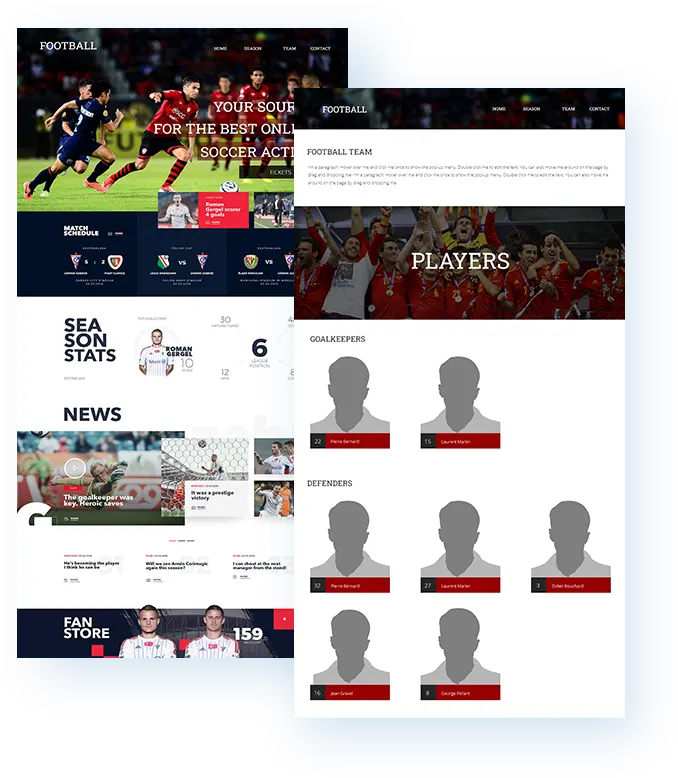 Create football team on mobile application