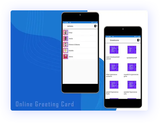 greeting card mobile app layout