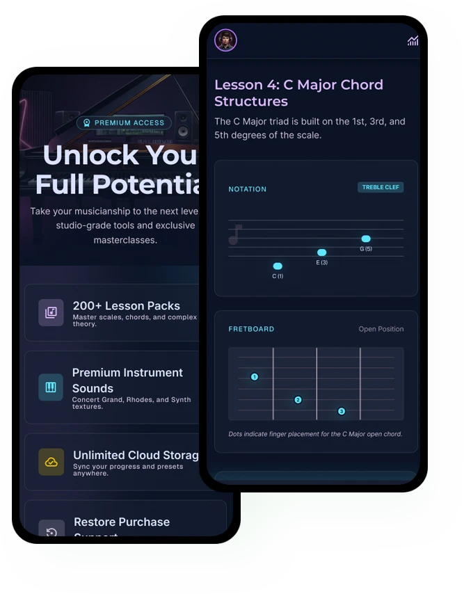 music learning instrument practice mobile app solution