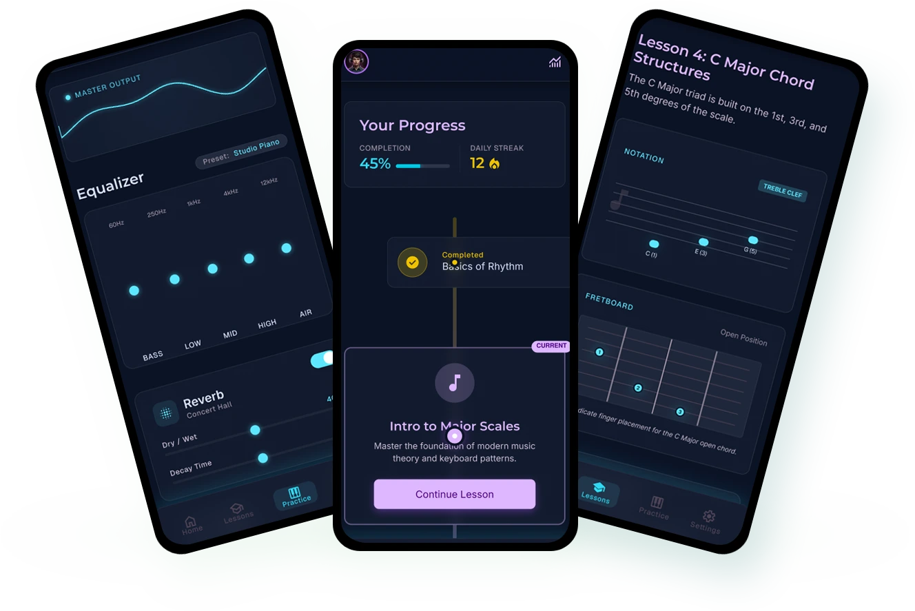 music learning instrument practice mobile app development