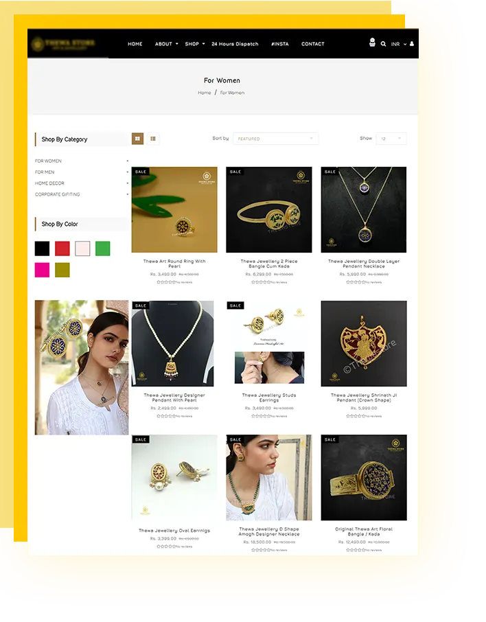 Jewelry mobile app product page